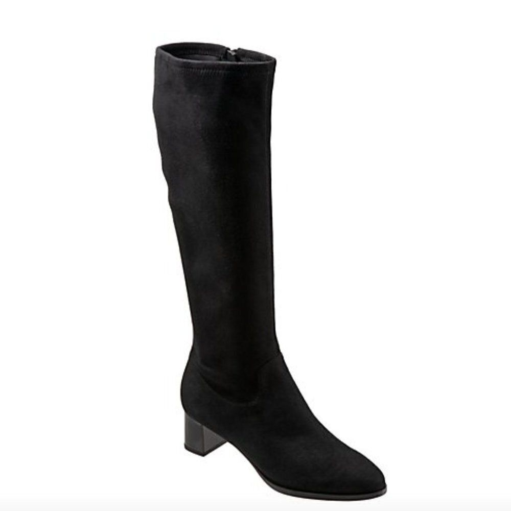 NEW Trotters Kacee Black Microsuede Knee High Boots Sz. 6